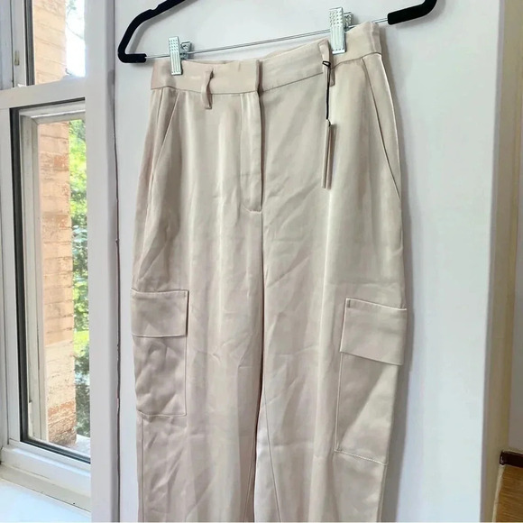 New Aritzia Babaton Refined Cargo Pants High Waist Satin in Blush Pink - Picture 7 of 15